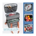 Insulated Lunch Bag for Men & Women Double Compartment Leakproof Cooler Bag with Shoulder Strap 7.3L