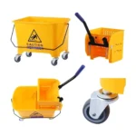 20L Commercial Mop Bucket with Squeezer & Wheels Heavy Duty Floor Cleaning Bucket with Wringer