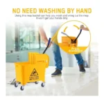 20L Commercial Mop Bucket with Squeezer & Wheels Heavy Duty Floor Cleaning Bucket with Wringer