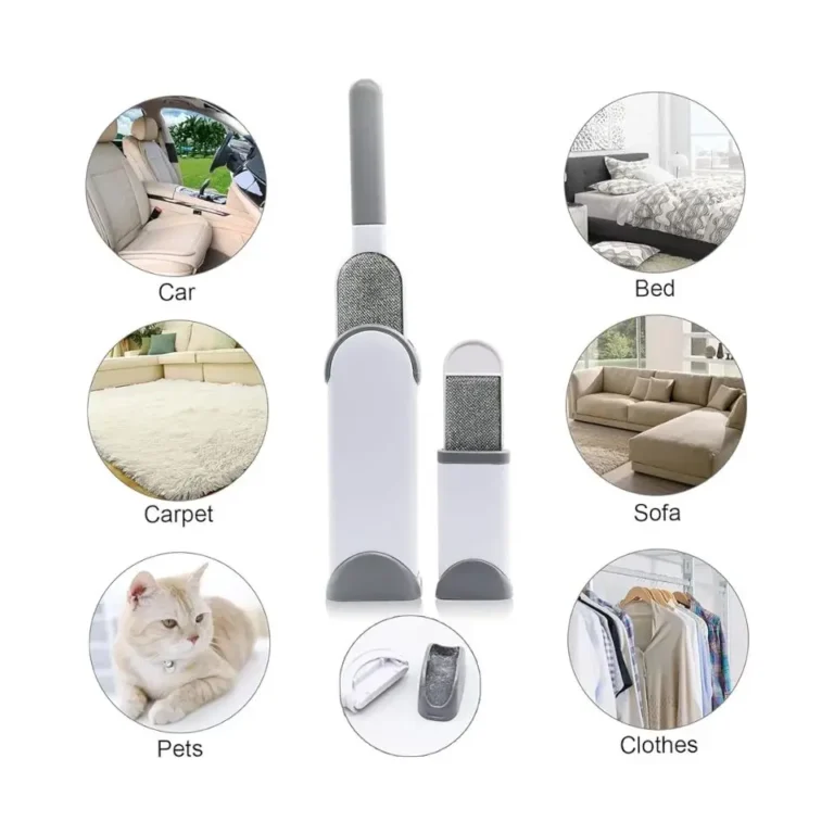 Pet Hair & Lint Remover Brush Set 2 Double-Sided Reusable Brushes with Self-Cleaning Bases for Clothes