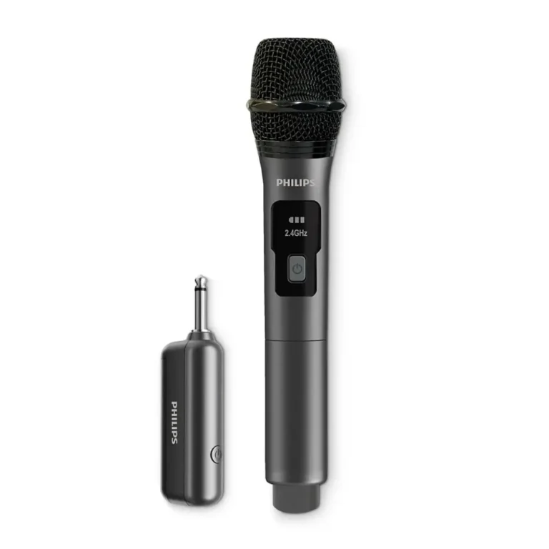 Philips DLM3401SP Wireless Microphone 2.4GHz Dynamic Karaoke Mic with Rechargeable Receiver - Black