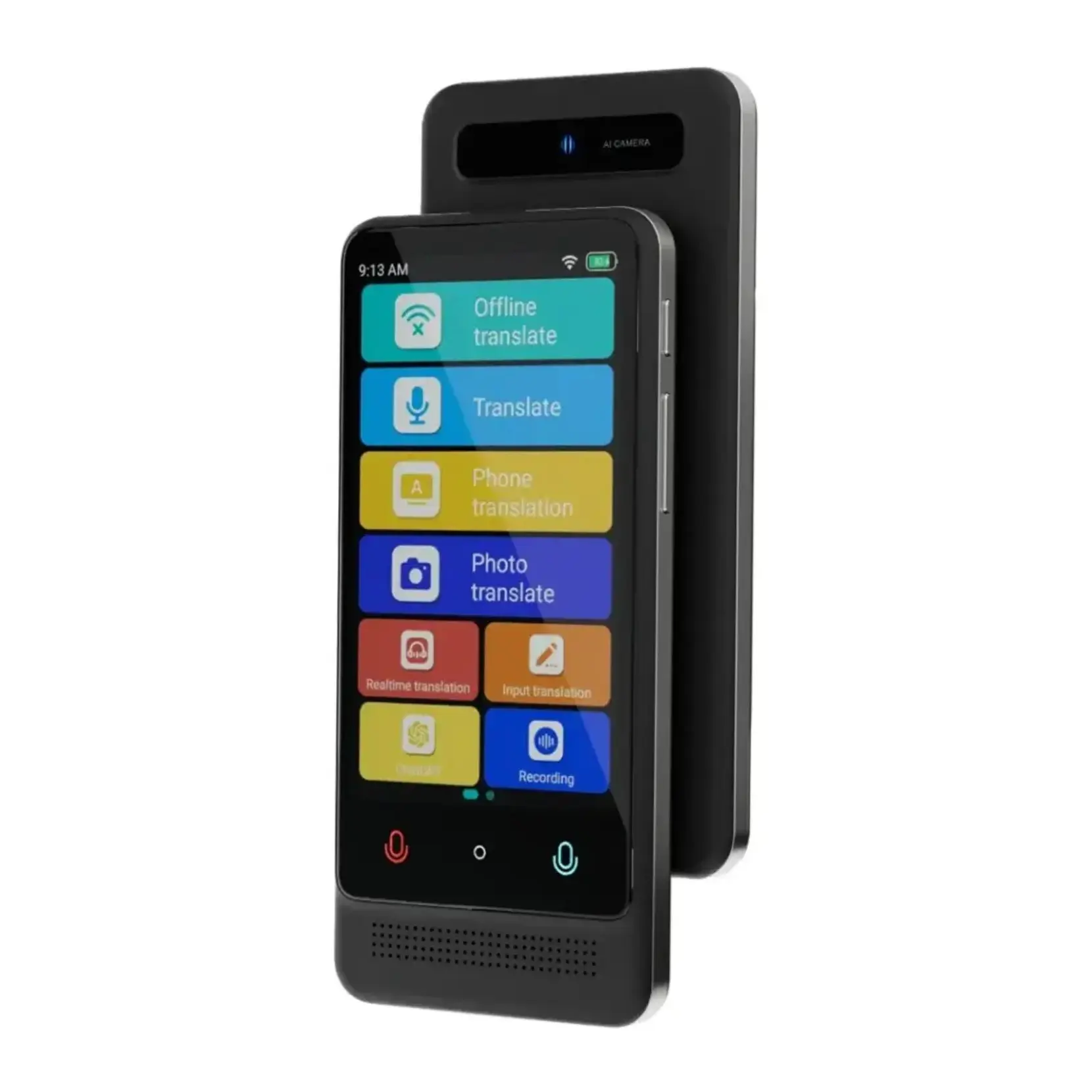 Powerology Fluenté Smart Translator PWAITSM12 Real-Time Voice & Photo Translation, 137 Languages, AI Assistant, 4.01”