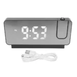 Projection Alarm Clock with 180° Ceiling Projector – HD LED Digital Clock with Temperature, Snooze & Calendar (Black)