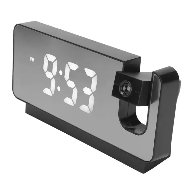 Projection Alarm Clock with 180° Ceiling Projector – HD LED Digital Clock with Temperature, Snooze & Calendar (Black)