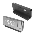 Projection Alarm Clock with 180° Ceiling Projector – HD LED Digital Clock with Temperature, Snooze & Calendar (Black)