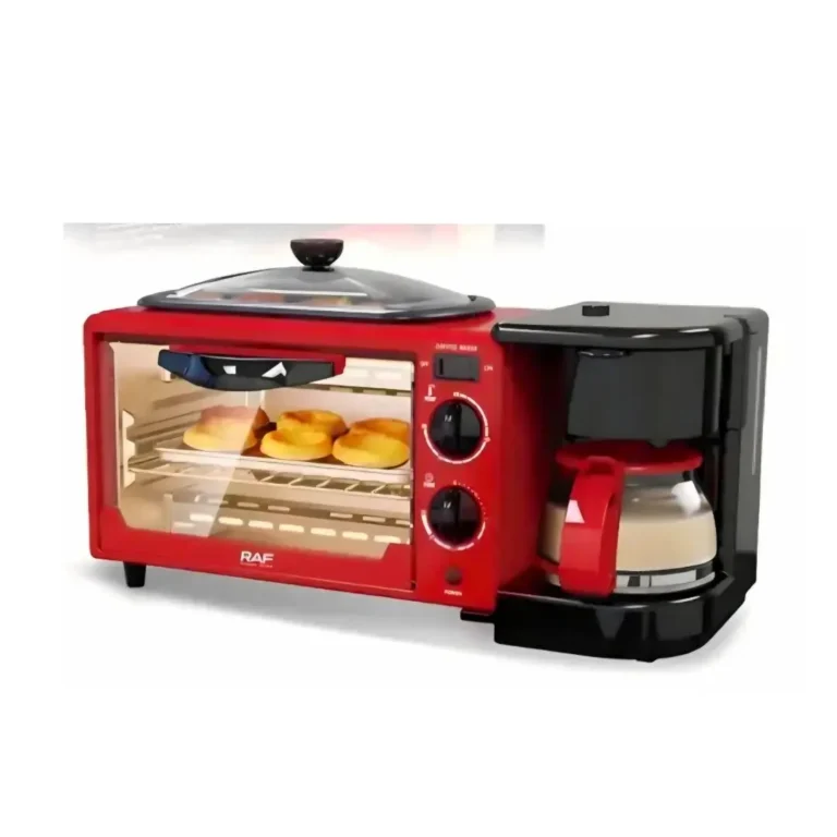 RAF R.5308R 3-in-1 Breakfast Maker – 1050W Mini Oven, 600ml Coffee Maker & Frying Pan Combo