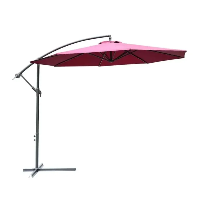 10ft Cantilever Hanging Patio Umbrella Tilt Offset Outdoor Sun Shade - Wine Red