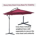 10ft Cantilever Hanging Patio Umbrella Tilt Offset Outdoor Sun Shade - Wine Red