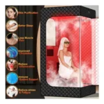 Infrared Sauna Box for Home Portable Full Body Steam Sauna Tent with 660nm & 850nm Red Light Therapy, 3L Steamer, Folding Chair, 15-Level Temperature Control, 1200W Personal Spa System