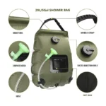 Solar Portable Shower Bag 20L (5 Gallon) Foldable Camping Shower with Temperature Indicator, Hose & Leak-Proof Design