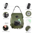 Solar Portable Shower Bag 20L (5 Gallon) Foldable Camping Shower with Temperature Indicator, Hose & Leak-Proof Design
