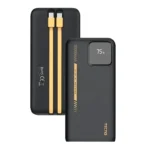 Tecno TPB-103 10000mAh Ultra Tank Power Bank – 10000mAh Power Bank with LED Display, Fast Charging & Built-in Cables