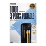 Tecno TPB-103 10000mAh Ultra Tank Power Bank – 10000mAh Power Bank with LED Display, Fast Charging & Built-in Cables