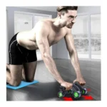 4-Wheel Automatic Rebound Ab Roller Heavy-Duty Abdominal Wheel with Knee Pad, Non-Slip Foam Handles, Core Workout Equipment