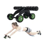 4-Wheel Automatic Rebound Ab Roller Heavy-Duty Abdominal Wheel with Knee Pad, Non-Slip Foam Handles, Core Workout Equipment