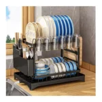 2-Tier Dish Drying Rack with Auto Drain System – Kitchen Counter Dish Drainer Stand