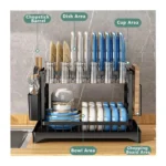 2-Tier Dish Drying Rack with Auto Drain System – Kitchen Counter Dish Drainer Stand