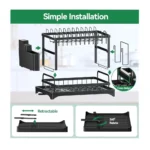 2-Tier Dish Drying Rack with Auto Drain System – Kitchen Counter Dish Drainer Stand
