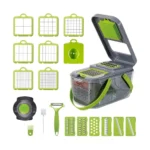 22-in-1 Multifunctional Vegetable Chopper & Slicer 13 Blades Onion Dicer, Grater & Food Cutter with Drain Basket