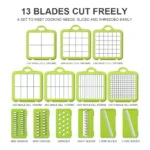 22-in-1 Multifunctional Vegetable Chopper & Slicer 13 Blades Onion Dicer, Grater & Food Cutter with Drain Basket