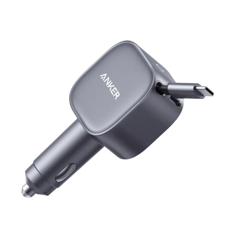 Anker Nano 75W USB-C 2-In-1 Clutter Free Car Charger A2738 – Fast Dual Charging with Retractable Cable, Ultra-Compact Car Adapter