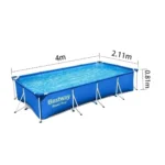 Bestway Steel Pro 4m x 2.11m x 0.81m Rectangular Above-Ground Swimming Pool Kit 5,700L Family Pool with Filter Pump