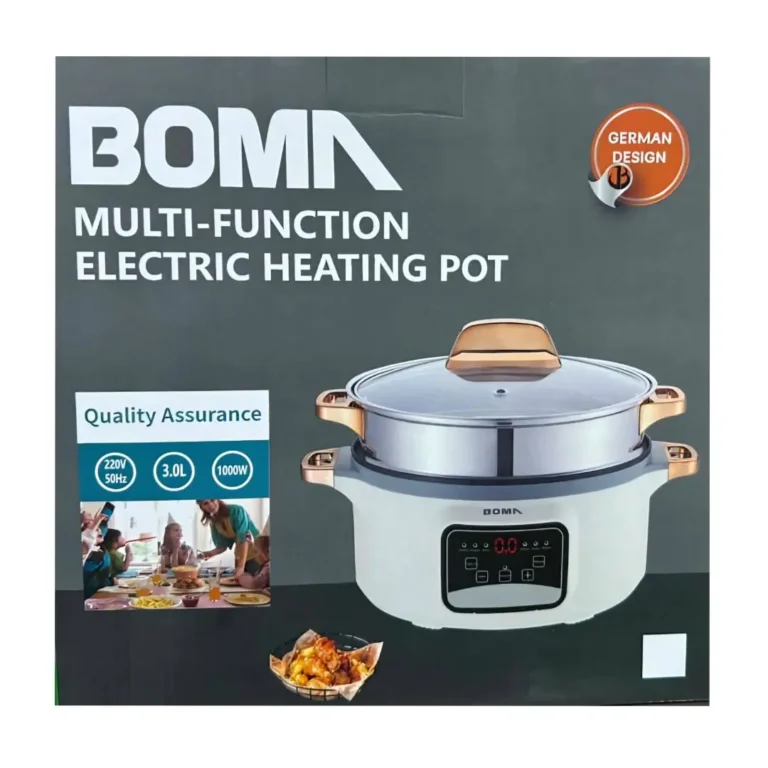 Boma 3L Digital Multifunctional Electric Hot Pot & Steamer 1000W Stainless Steel 2-in-1 Cooker