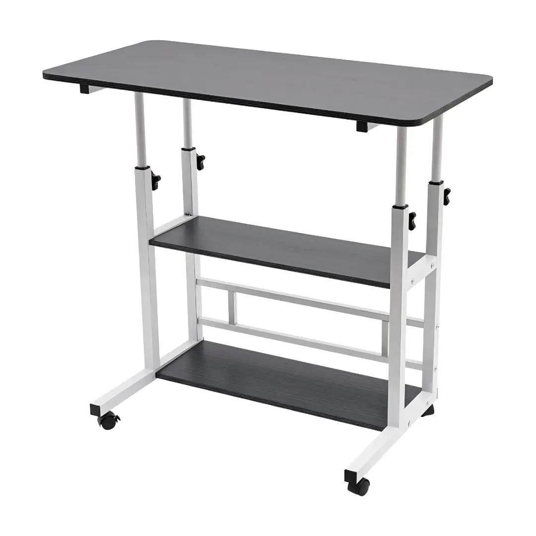 Durable lap table1 Durable Adjustable Height Mobile Desk 3-Tier Laptop Table with Wheels 80 × 40cm