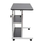 Durable Adjustable Height Mobile Desk 3-Tier Laptop Table with Wheels 80 × 40cm