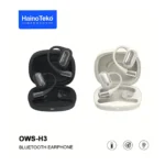 Haino Teko OWS-H3 OpenFit Bluetooth Earphones – Wireless Open-Ear Earbuds with HD Sound, Touch Controls & Mic - White