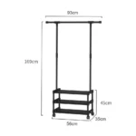 4-in-1 Floor Coat Rack with Wheels, Metal Hall Tree with 2-Tier Shoe Rack