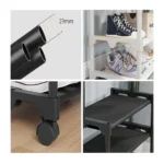 4-in-1 Floor Coat Rack with Wheels, Metal Hall Tree with 2-Tier Shoe Rack
