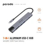 Porodo 7-in-1 USB-C Hub Aluminum Dock – 4K HDMI, 100W