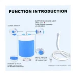 Portable Camping Shower Pump – Rechargeable Outdoor Shower with 4000mAh Battery, 2.2m Hose