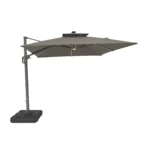 3 Metre Square Cantilever Patio Umbrella with Solar LED Lights – 360° Rotating Heavy-Duty Offset Outdoor Umbrella with Tilt & Cross Base
