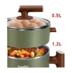 Sonifer SF-1505 Electric Cooker 1.2L with Steamer – 600W Multifunction Mini Hot Pot for Boiling, Frying & Steaming