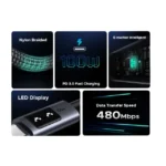 UGREEN Uno USB-C to USB-C Cable 100W Fast Charging (3.3FT) – PD Power Delivery, LED Smiley Display