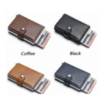 Ultra-Thin Leather Wallet with RFID Protection Aluminum Card Holder