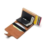 Ultra-Thin Leather Wallet with RFID Protection Aluminum Card Holder