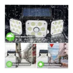 Outdoor Solar Light with Motion Sensor – 138 LED, 3 Adjustable Heads