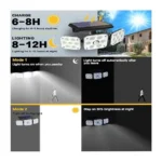 Outdoor Solar Light with Motion Sensor – 138 LED, 3 Adjustable Heads