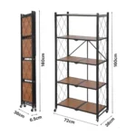 5 Tier Steel Foldable Storage Rack with Wooden Shelves – 5 Tier Heavy-Duty Organizer with Wheels