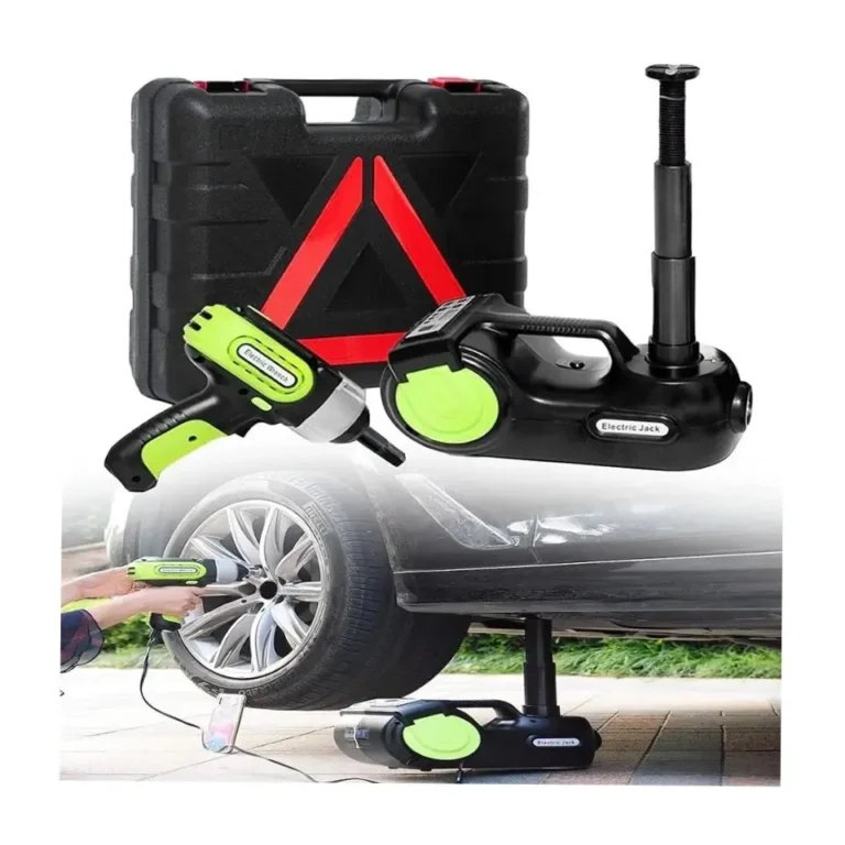 5-Ton Electric Car Jack Kit DC12V 3-in-1 Hydraulic Car Jack Set with Electric Wrench, Air Compressor & LED Light