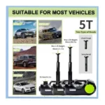 5-Ton Electric Car Jack Kit DC12V 3-in-1 Hydraulic Car Jack Set with Electric Wrench, Air Compressor & LED Light