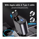 Retractable 4-in-1 Car Charger with LED Voltage Display