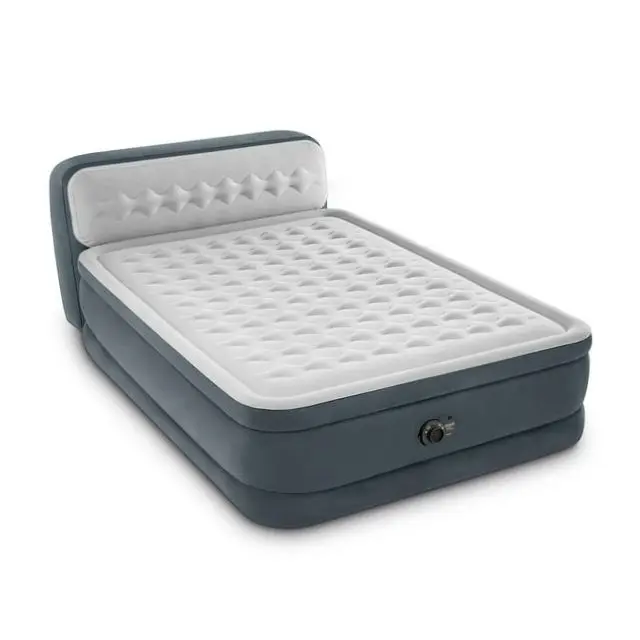 INTEX Dura-Beam Deluxe Ultra Plush Headboard Air Mattress – Queen Size, Built-in Electric Pump, Raised 46 cm Comfort Bed