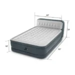 INTEX Dura-Beam Deluxe Ultra Plush Headboard Air Mattress – Queen Size, Built-in Electric Pump, Raised 46 cm Comfort Bed