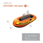INTEX Explorer 200 Inflatable Boat – 2 Person Sport Boat with Dual Air Chambers
