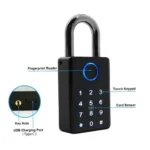 Bluetooth Smart Fingerprint Padlock with App Control, PIN Code, RFID Card & Key Access, IP67 Waterproof Security Lock
