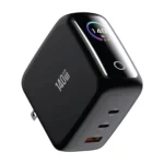 Green Lion 140W GaN Premium Multi-Port Fast Charger with TFT Display – USB-C + USB-A - Black